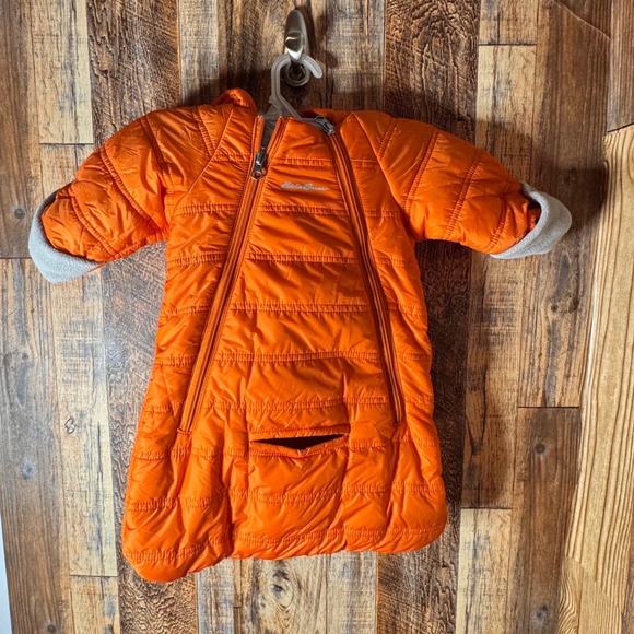 Eddie Bauer Kids 0-3M Orange Puffer One Piece Snowsuit Winter Outfit - Picture 1 of 5